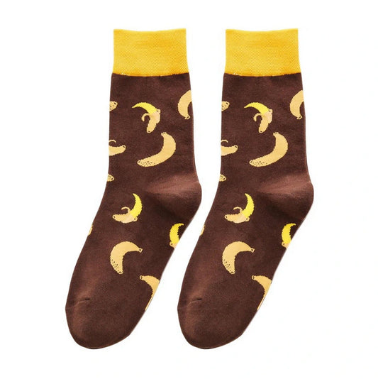 Unisex Socks | Banana Pattern Design – Brown & Yellow