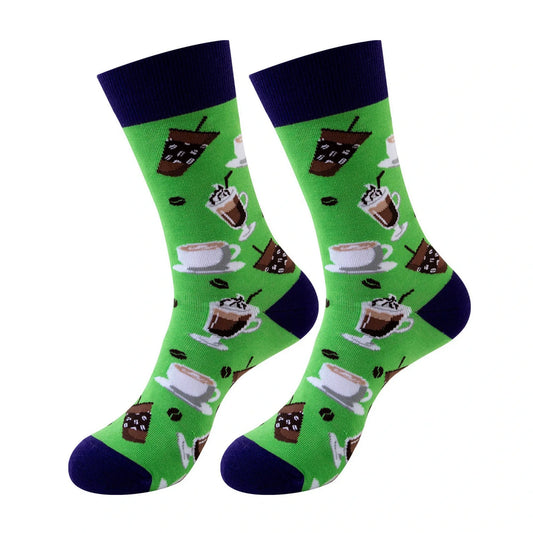 Unisex Socks | Coffee Cup Pattern Design – Green