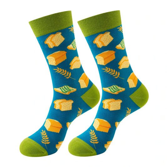 Unisex Socks | Bread Pattern Design – Blue