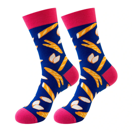 Unisex Socks | Bread Pattern Design – Navy Blue