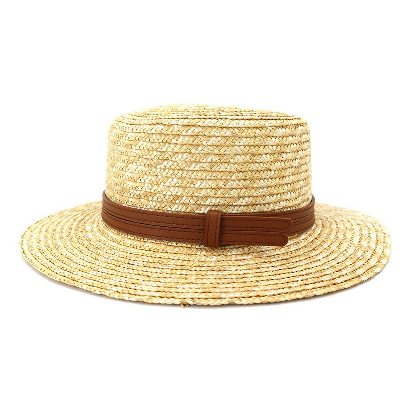 Wide Brim Straw Hat | Classic Leather Band – Natural
