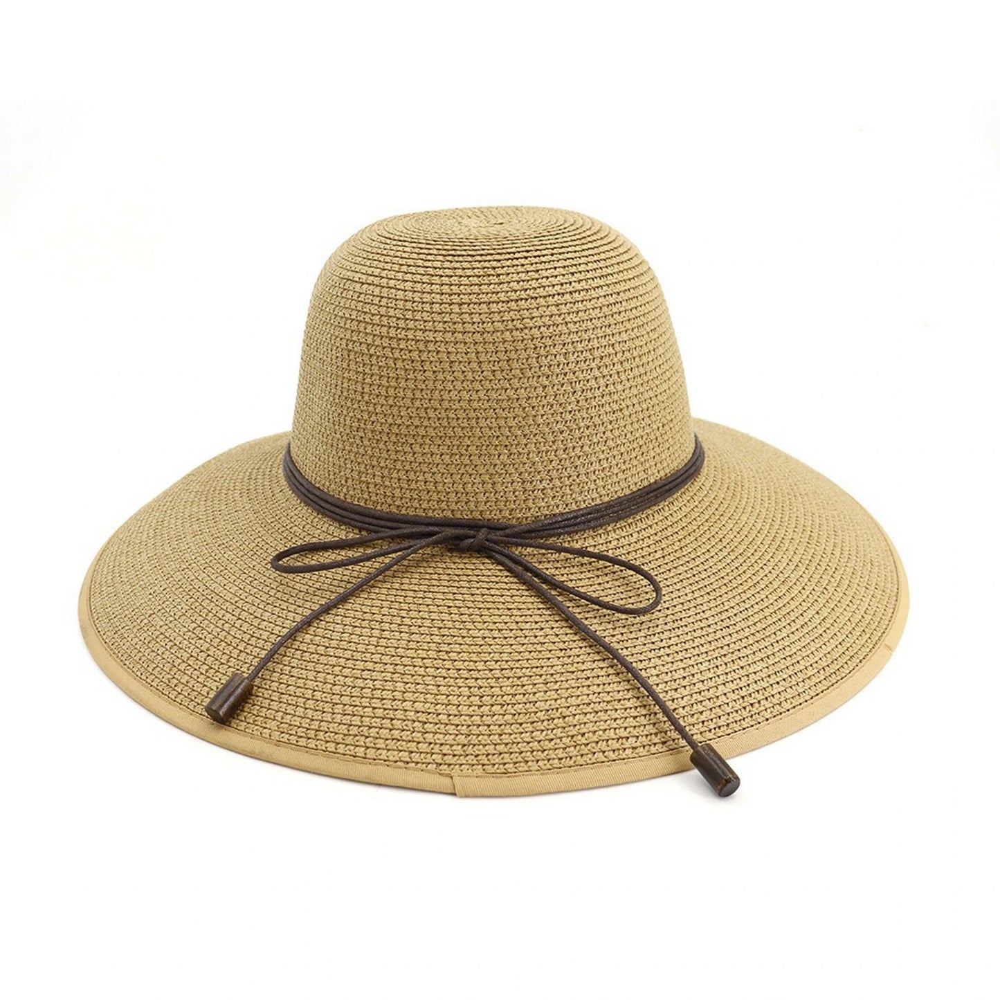 Wide Brim Straw Hat | Adjustable Bow Cord – Natural