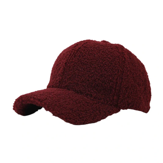 Fashion Hat | Teddy Fleece Baseball Cap – Red
