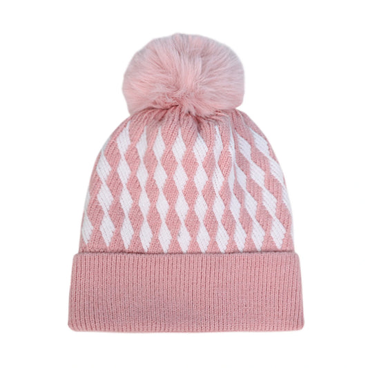 Bobble Hat | Diamond Knit Pattern – Pink