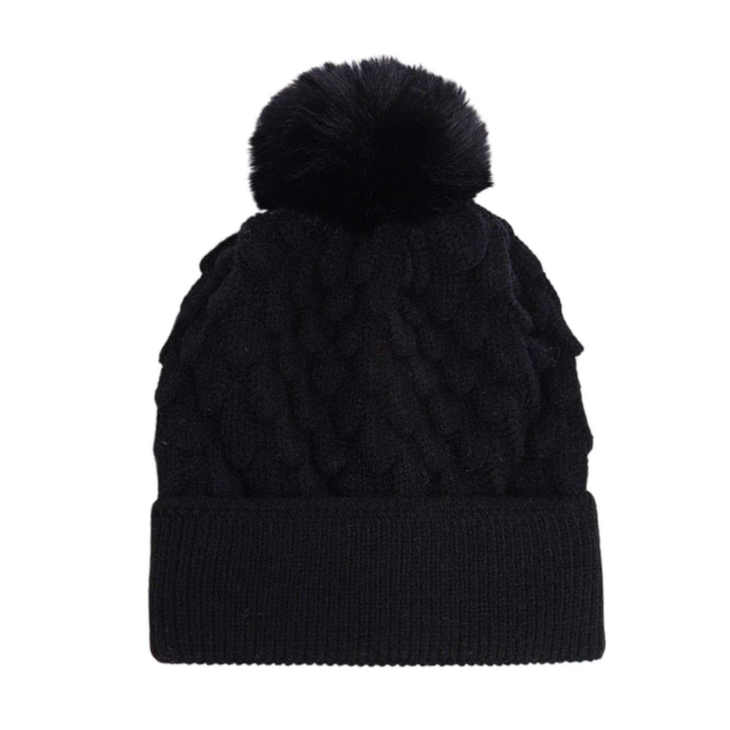 Bobble Hat | Textured Bubble Knit – Black