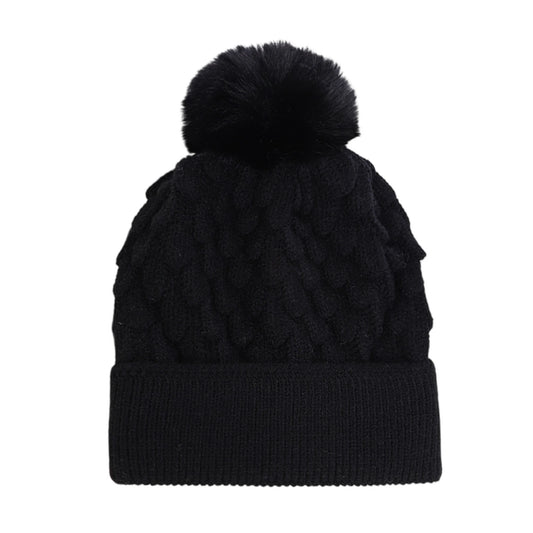 Bobble Hat | Textured Bubble Knit – Black