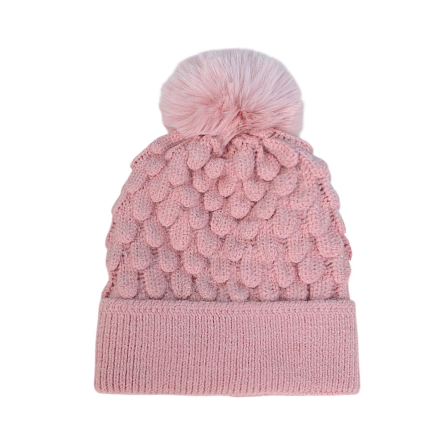 Bobble Hat | Textured Bubble Knit – Pink