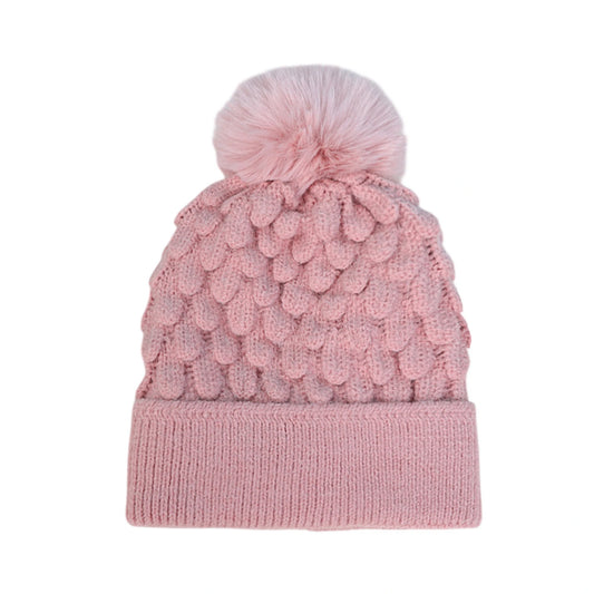 Bobble Hat | Textured Bubble Knit – Pink