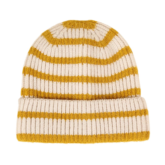 Ski Hat | Striped Rib Knit – Mustard