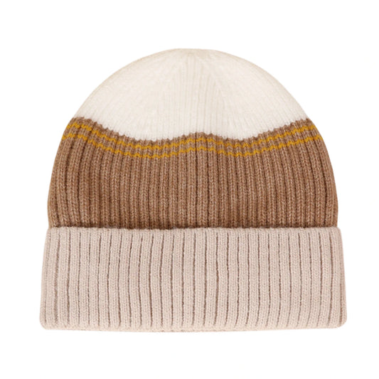 Ski Hat | Colour Block Rib Knit – Cream