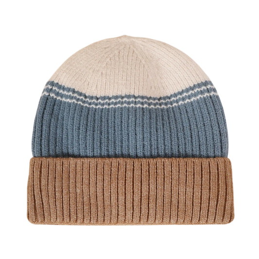 Ski Hat | Colour Block Rib Knit – Dusty Blue