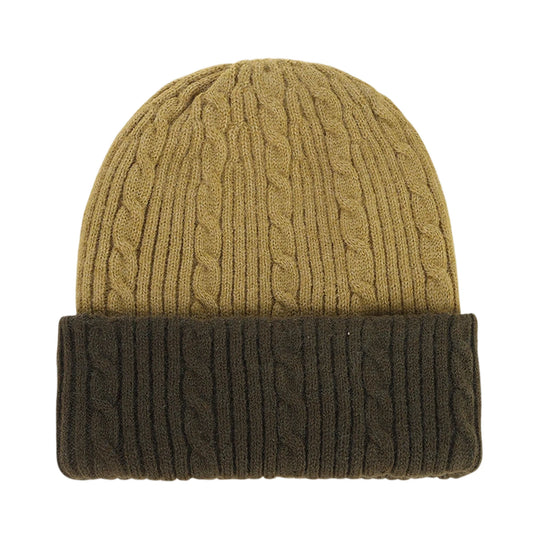 Ski Hat | Cable Knit Turn Up – Mustard
