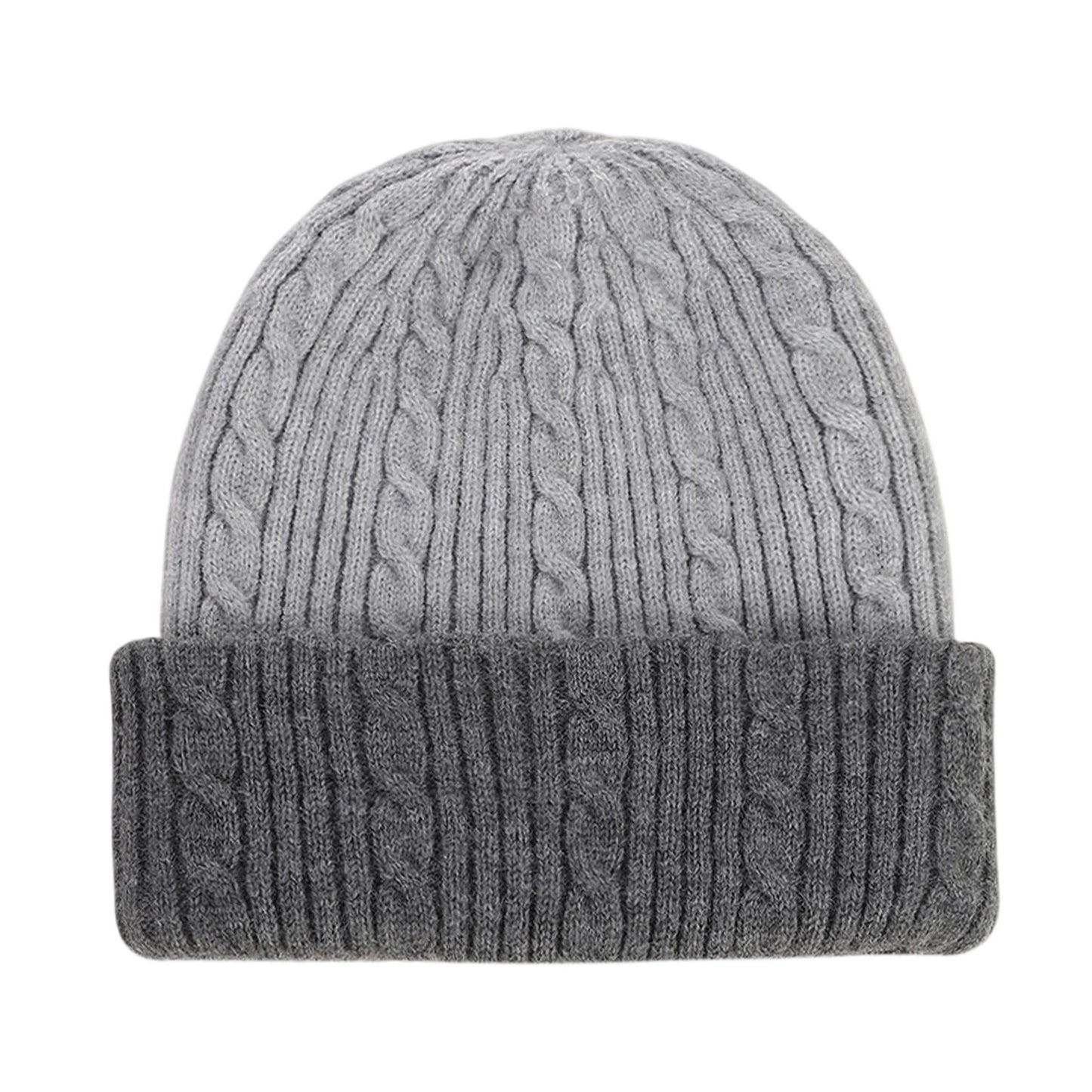 Ski Hat | Cable Knit Turn Up – Grey