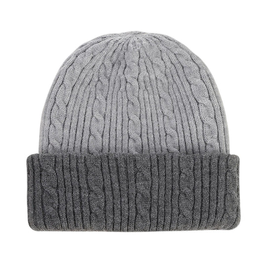 Ski Hat | Cable Knit Turn Up – Grey
