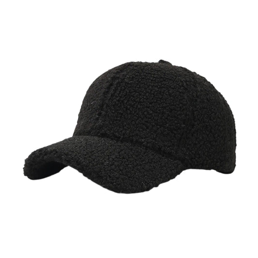 Fashion Hat | Teddy Fleece Baseball Cap – Black