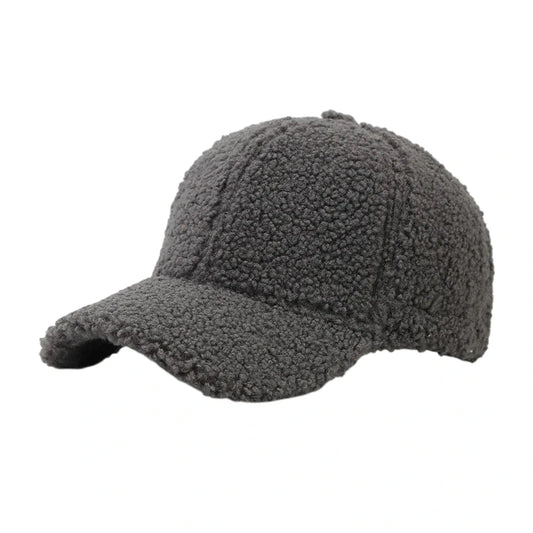 Fashion Hat | Teddy Fleece Baseball Cap – Charcoal Grey