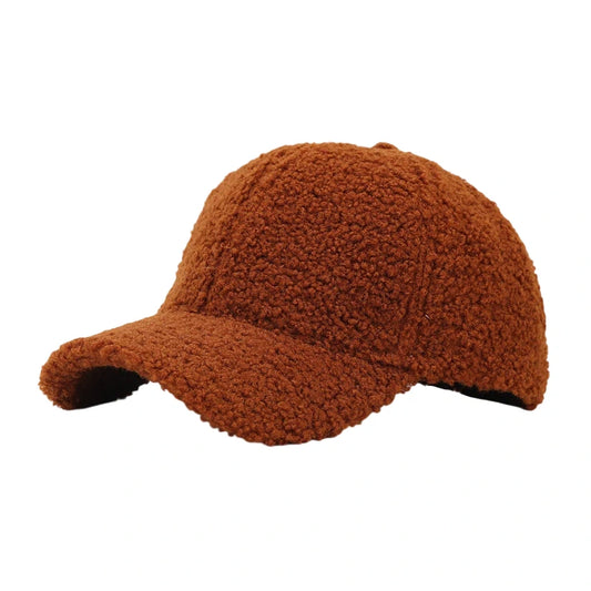 Fashion Hat | Teddy Fleece Baseball Cap – Caramel