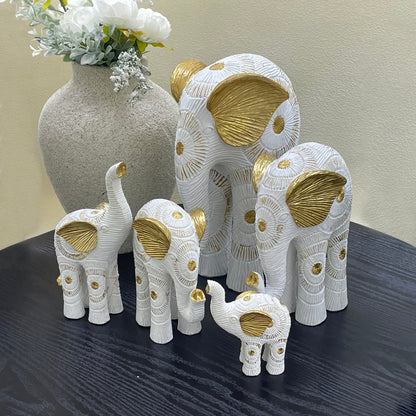 【Pre-order: 30-day lead time | MOQ: 120 units】Multi-Pose Resin Elephant Sculptures | white | Artistic Home Collection