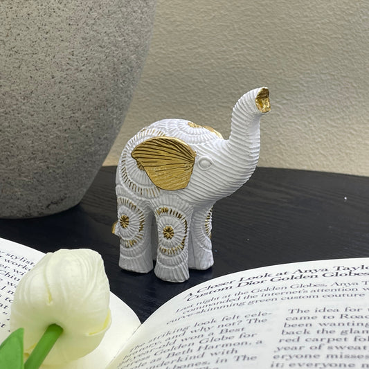 【Pre-order: 30-day lead time | MOQ: 120 units】Multi-Pose Resin Elephant Sculptures | white | Artistic Home Collection