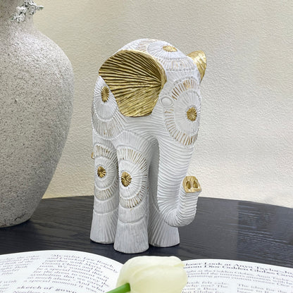 【Pre-order: 30-day lead time | MOQ: 120 units】Multi-Pose Resin Elephant Sculptures | white | Artistic Home Collection