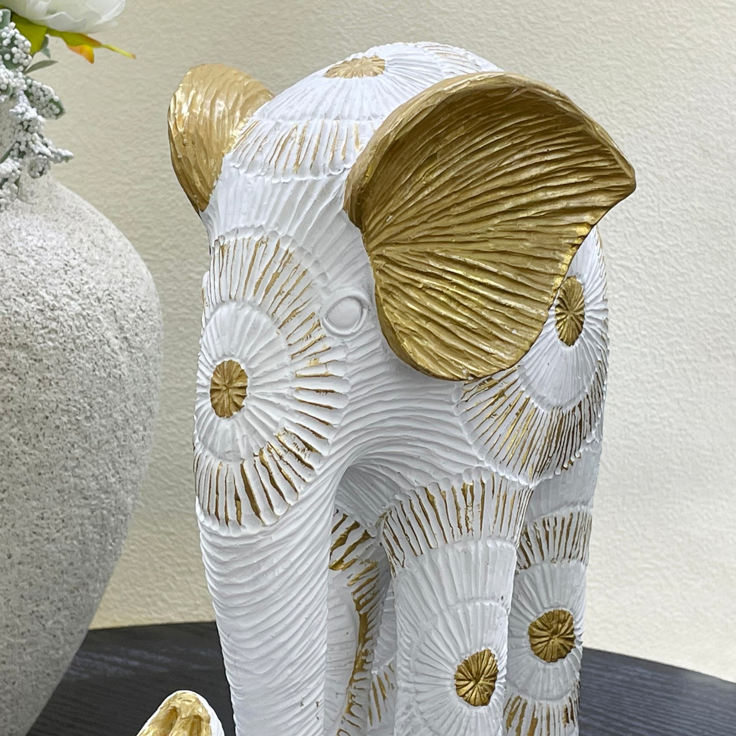 【Pre-order: 30-day lead time | MOQ: 120 units】Multi-Pose Resin Elephant Sculptures | white | Artistic Home Collection