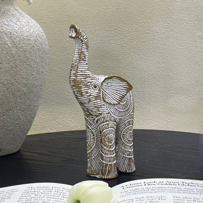 【Pre-order: 30-day lead time | MOQ: 120 units】Multi-Pose Resin Elephant Sculptures | beige | Artistic Home Collection