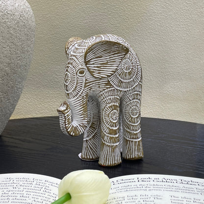【Pre-order: 30-day lead time | MOQ: 120 units】Multi-Pose Resin Elephant Sculptures | beige | Artistic Home Collection