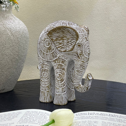 【Pre-order: 30-day lead time | MOQ: 120 units】Multi-Pose Resin Elephant Sculptures | beige | Artistic Home Collection