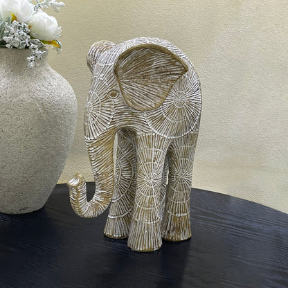 【Pre-order: 30-day lead time | MOQ: 120 units】Multi-Pose Resin Elephant Sculptures | beige | Artistic Home Collection