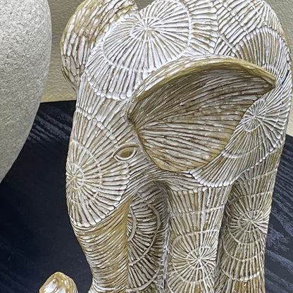 【Pre-order: 30-day lead time | MOQ: 120 units】Multi-Pose Resin Elephant Sculptures | beige | Artistic Home Collection