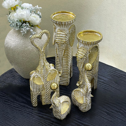 【Pre-order: 30-day lead time | MOQ: 120 units】 Multi-Pose Resin Elephant Sculptures | Gold | Artistic Home Collection