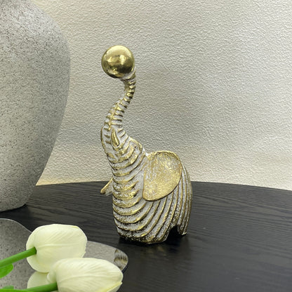 【Pre-order: 30-day lead time | MOQ: 120 units】 Multi-Pose Resin Elephant Sculptures | Gold | Artistic Home Collection