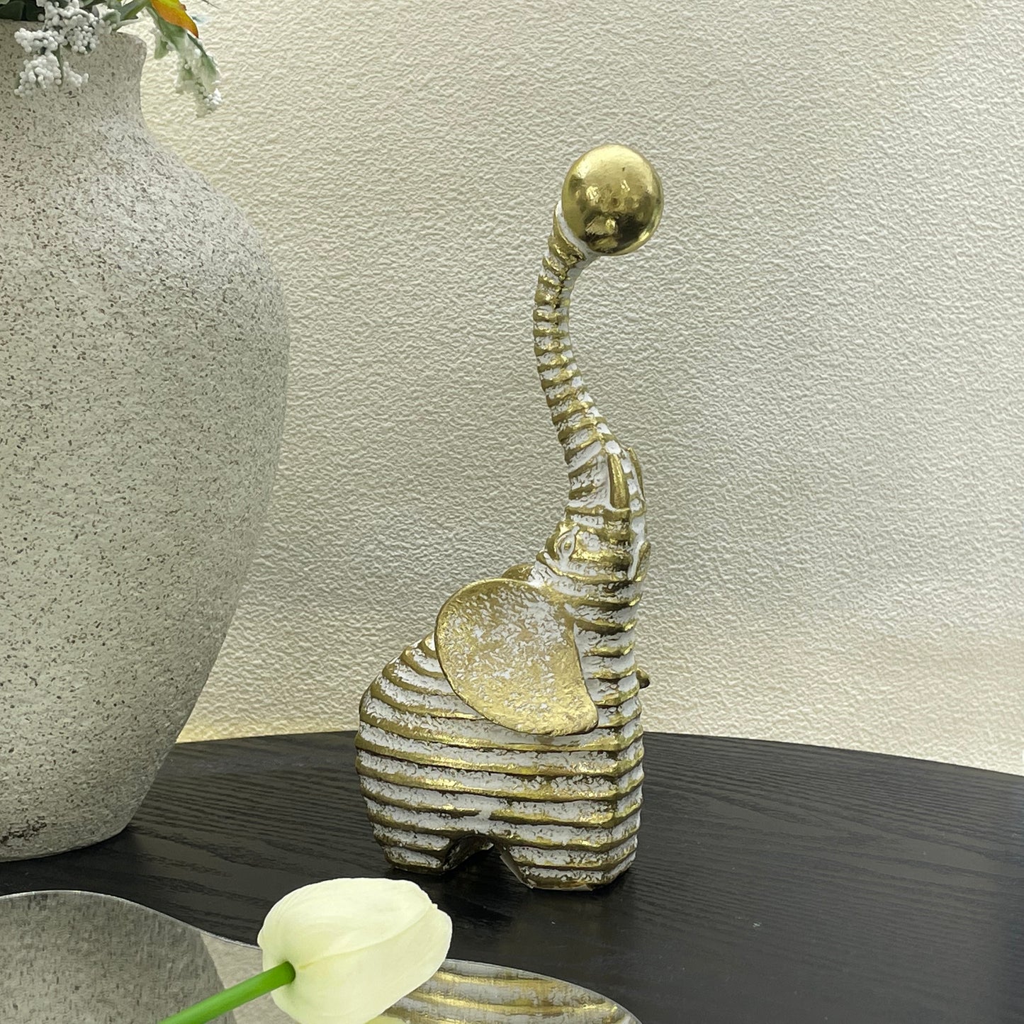 【Pre-order: 30-day lead time | MOQ: 120 units】 Multi-Pose Resin Elephant Sculptures | Gold | Artistic Home Collection