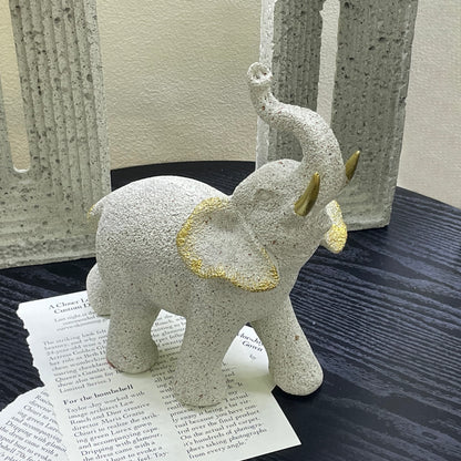 【Pre-order: 30-day lead time | MOQ: 120 units】Resin Elephant Family Set | white/gold color |Artistic Home Collection
