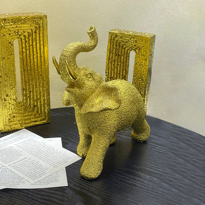 【Pre-order: 30-day lead time | MOQ: 120 units】Resin Elephant Family Set | white/gold color |Artistic Home Collection