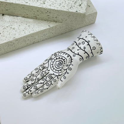 【Pre-order: 30-day lead time | MOQ: 120 units】Henna-Patterned Resin Hand Sculptures | white/blue/gold color | Artistic Home Collection