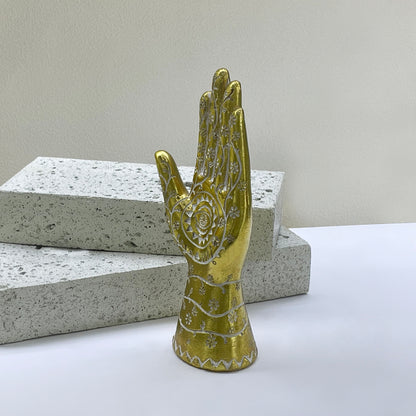 【Pre-order: 30-day lead time | MOQ: 120 units】Henna-Patterned Resin Hand Sculptures | white/blue/gold color | Artistic Home Collection