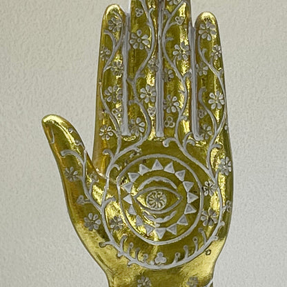 【Pre-order: 30-day lead time | MOQ: 120 units】Henna-Patterned Resin Hand Sculptures | white/blue/gold color | Artistic Home Collection