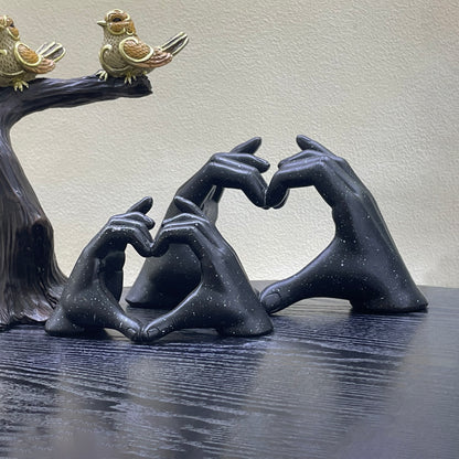 【Pre-order: 30-day lead time | MOQ: 120 units】Resin Heart-Hand Sculptures | black/cream/gold color | Artistic Home Collection