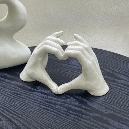 【Pre-order: 30-day lead time | MOQ: 120 units】Resin Heart-Hand Sculptures | black/cream/gold color | Artistic Home Collection