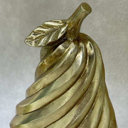 【Pre-order: 30-day lead time | MOQ: 120 units】Gold color Fruit Sculptures: Swirled Pear & Faceted Apple | Artistic Home Collection