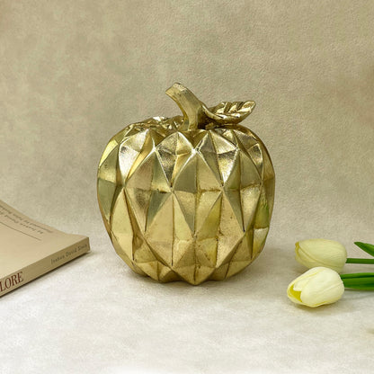 【Pre-order: 30-day lead time | MOQ: 120 units】Gold color Fruit Sculptures: Swirled Pear & Faceted Apple | Artistic Home Collection
