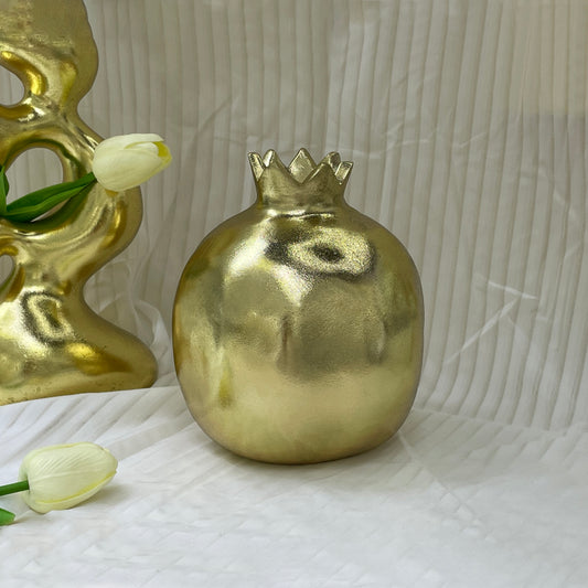 【Pre-order: 30-day lead time | MOQ: 120 units】White & Gold Color Pomegranate - Shaped Resin Decor | Small & Large | Artistic Home Collection