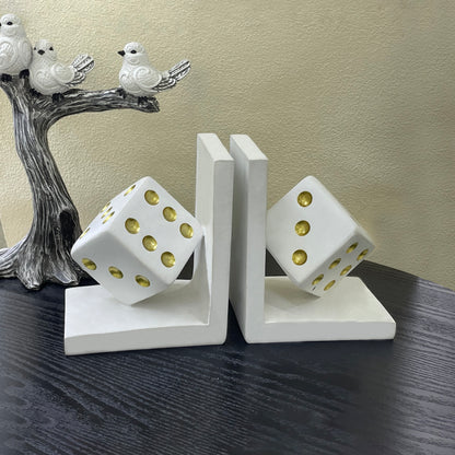 【Pre-order: 30-day lead time | MOQ: 120 units】Resin Dice Bookends | Black/White | Artistic Home Collection