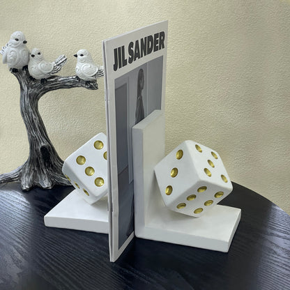 【Pre-order: 30-day lead time | MOQ: 120 units】Resin Dice Bookends | Black/White | Artistic Home Collection