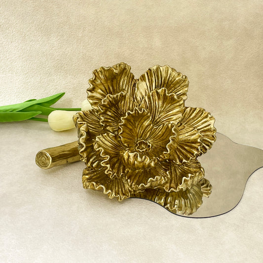 【Pre-order: 30-day lead time | MOQ: 120 units】Gold color Layered Peony Resin Candle Holder | Artistic Home Collection