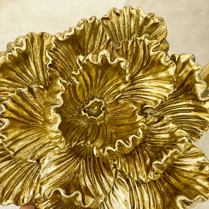 【Pre-order: 30-day lead time | MOQ: 120 units】Gold color Layered Peony Resin Candle Holder | Artistic Home Collection