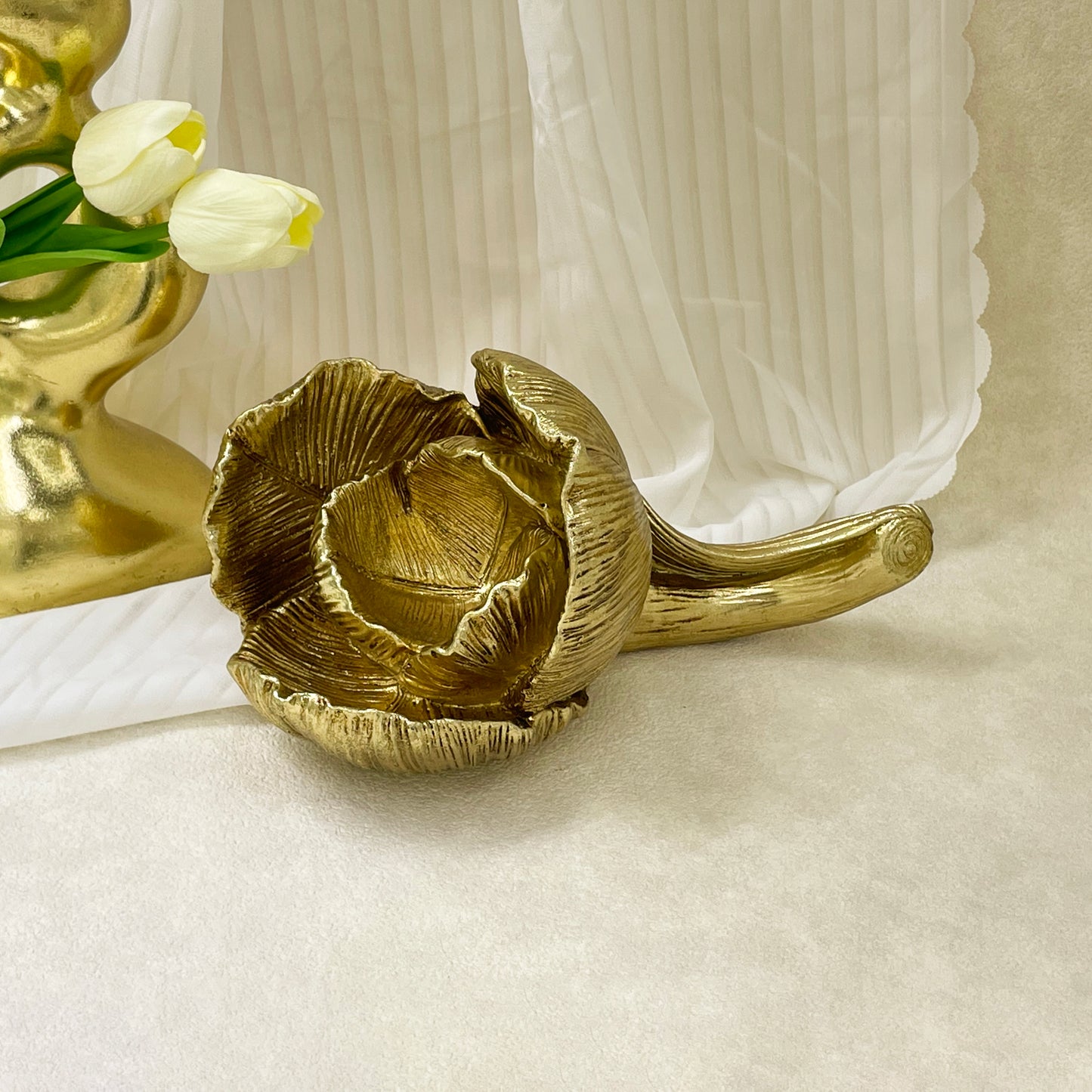 【Pre-order: 30-day lead time | MOQ: 120 units】Gold color Phalaenopsis Resin Candle Holder | Artistic Home Collection