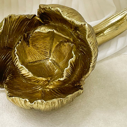 【Pre-order: 30-day lead time | MOQ: 120 units】Gold color Tulip - Shaped Resin Candle Holder | Artistic Home Collection