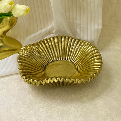 【Pre-order: 30-day lead time | MOQ: 120 units】Gold color Radiant-Ridged Resin Tray | Artistic Home Collection